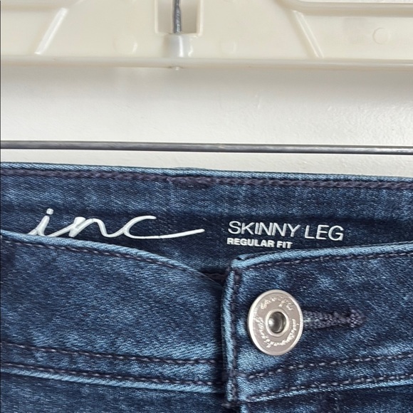 INC International Concepts Blue Skinny Jeans with Distressed Details - Picture 2 of 8